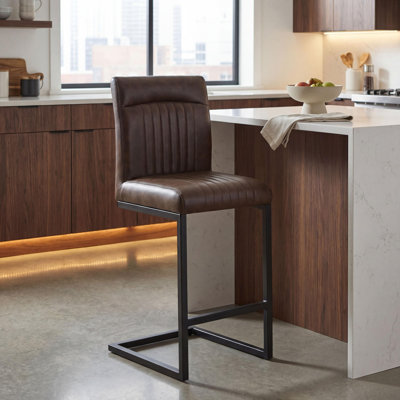 Upholstered Faux Leather Bar Stool
