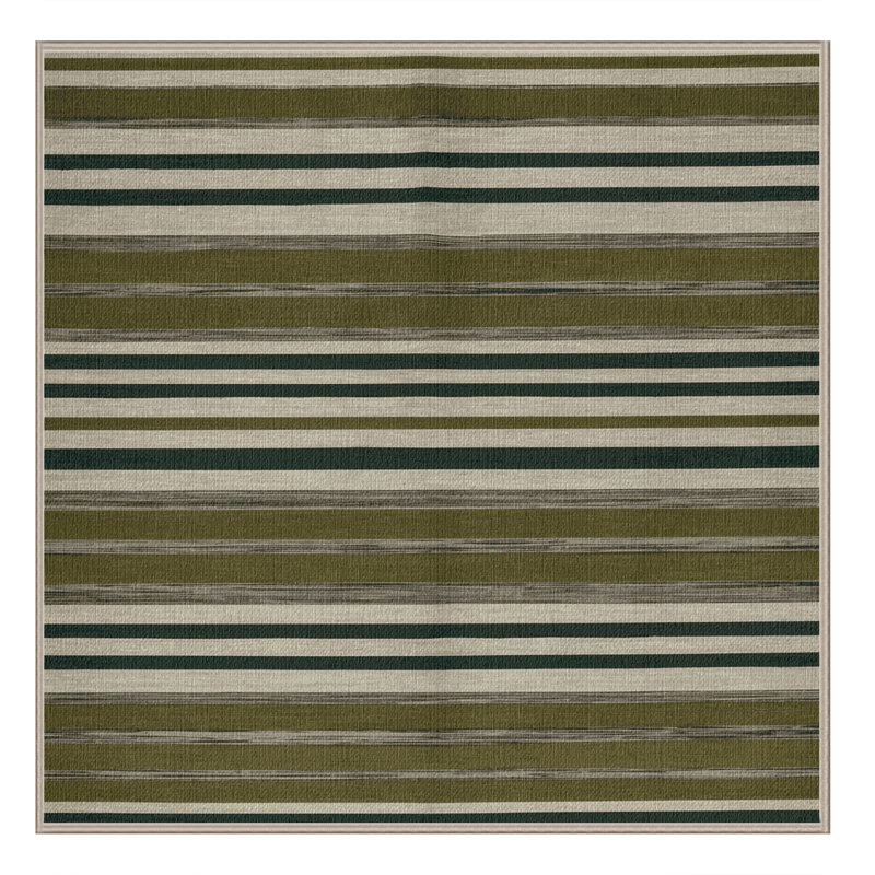  Tapis lavable rayé gris clair olive, Carré 8 pi