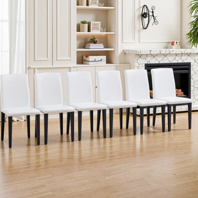 Chaise de salle à manger 6 pièces, assise rembourrée en éponge et base en métal robuste