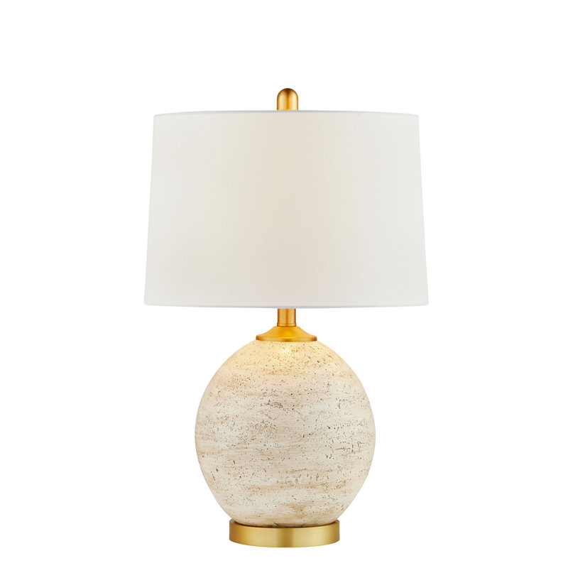 Lampe de table en résine avec abat-jour en tissu 24,5 po Estell, crème