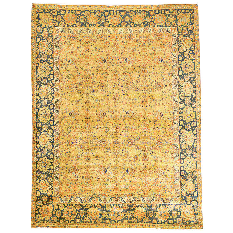 Tapis doré et rouge de haute qualité noué à la main