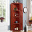 Armoire de 183 cm de haut avec 8 portes et étagères réglables, idéale pour un corridor ou une entrée. 4 compartiments de rangement spacieux.