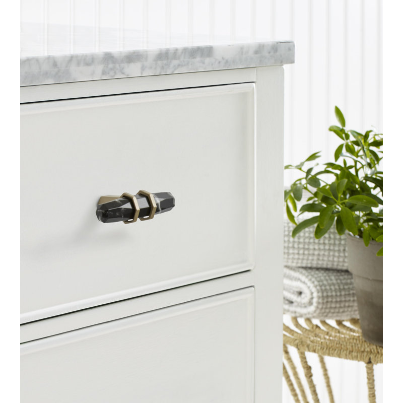 Carrione Bar Knob, Marble Black/Golden Champagne
