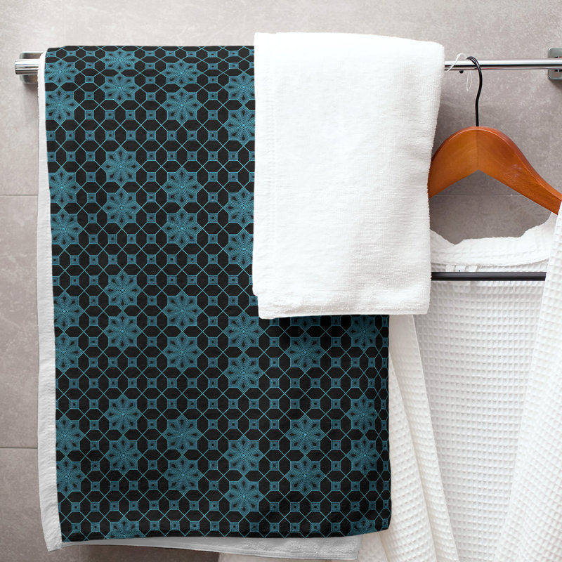 Katelyn Elizabeth Cotton Blend Bath Towel, Blue/Black