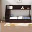 Lits avec rangement, lit simple en bois au dessus d'un lit double, chambre familiale moderne