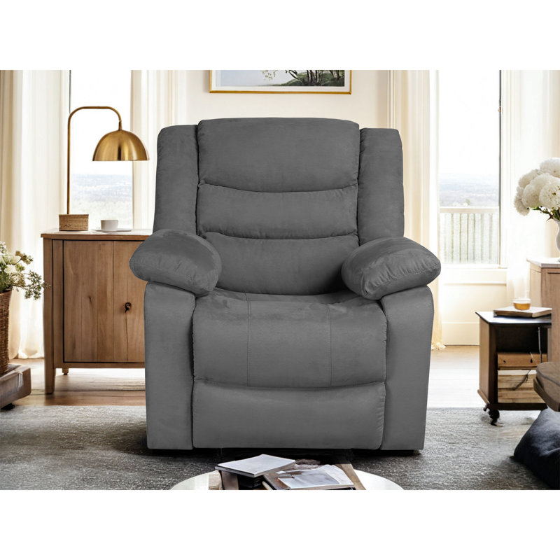 Frithiof Nyberg 35" Microfiber Manual Recliner, Gray