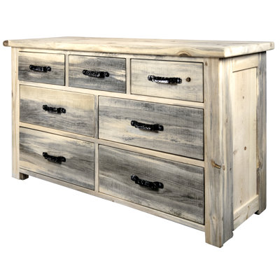 Commode 7 tiroirs en bois massif Jaynee