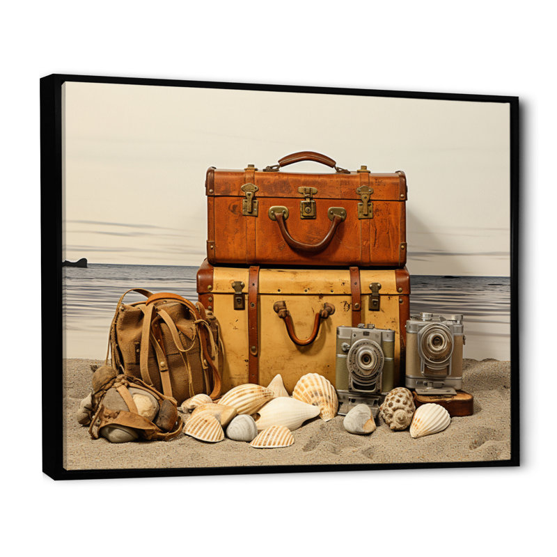 Alexsi Beach Travels Collage III sur toile, H 30 po x l 40 po x P 1,5 po, Cadre flottant noir