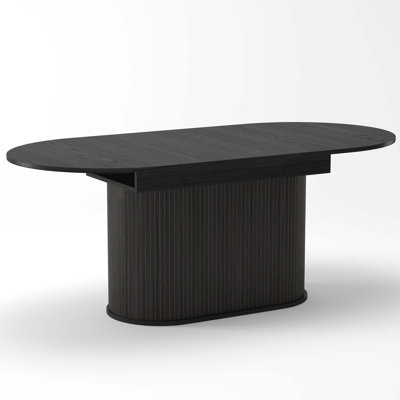 Extendable Dining Table with Striped Legs for Living Room and Kitchen