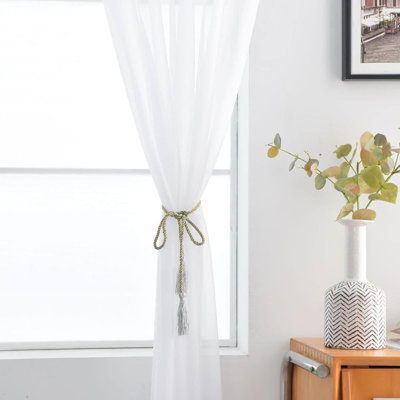 Sheer Voile Window Treatment Rod Pocket Curtain Panels For Kitchen Bedroom Living Room Drapes Sunlight Filtering Privacy Semi Home Decor Assorted Colors Sizes