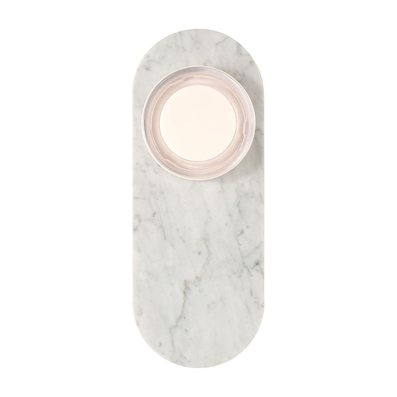 Sternn, Outdoor, 15", Marble White, Clear Smooth Glass, Clear Smooth Glass