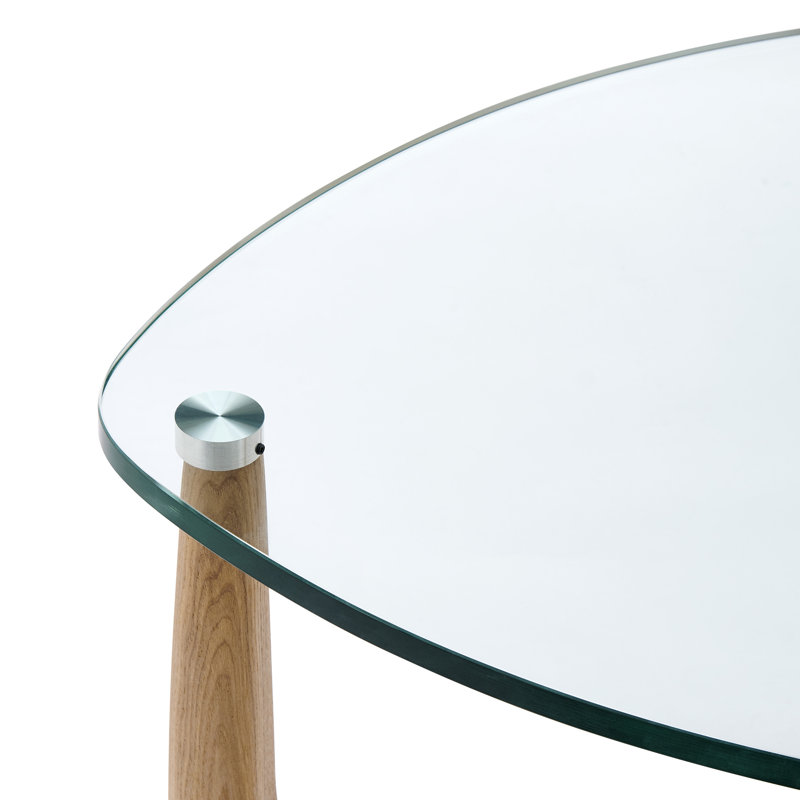Table d'appoint Etna avec verre trempé transparent et base naturelle