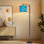Lampe sur pied à arc avec abat-jour réglable, surface d'eau bleue, reflets de la lumière du soleil, lampe sur pied, 3 couleurs, intensité variable, haute lampe sur pied avec interrupteur au pied pour la chambre à coucher