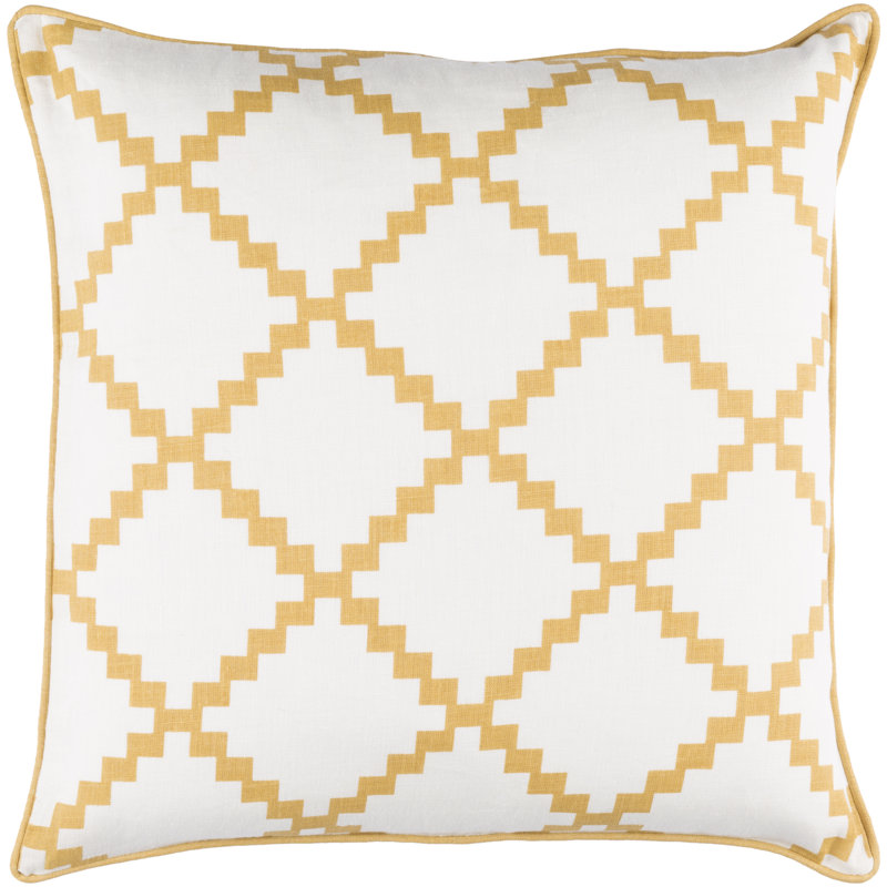 Square Linen Pillow Cover & Insert, 22" H x 22" W, Gold, Down