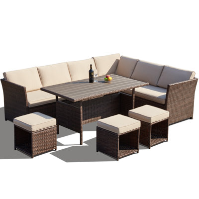 Ensemble de conversation modulaire 7 pièces avec coussins 7 pièces