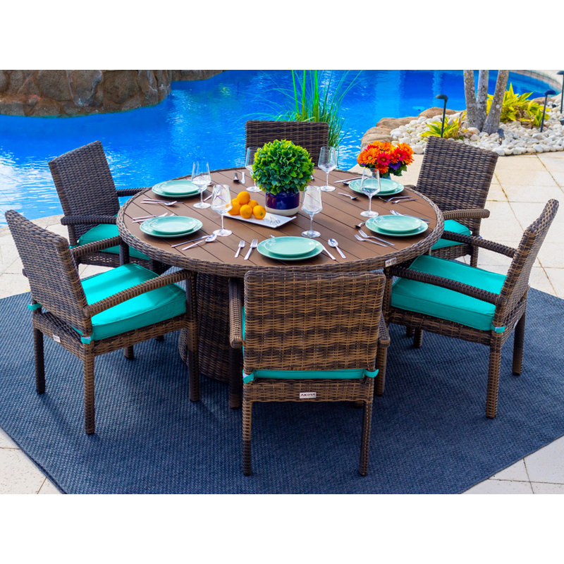 Ensemble de salle à manger pour 6 personnes 59 "avec coussins Tuscany, Toile Aruba Sunbrella®