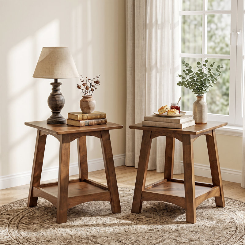Table d'appoint en bois massif avec rangement, Single