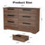 Commode 6 tiroirs pour chambre à coucher, organisateur de commode moderne avec poignées intégrées, commode en bois pour salon, chambre de bébé, couloir - noyer