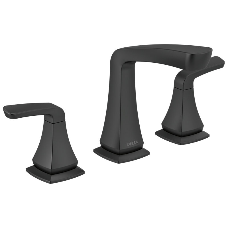 Vesna Widespread Bathroom Faucet 3 Hole, 2-handle Bathroom Sink Faucet with Drain Assembly, Matte Black