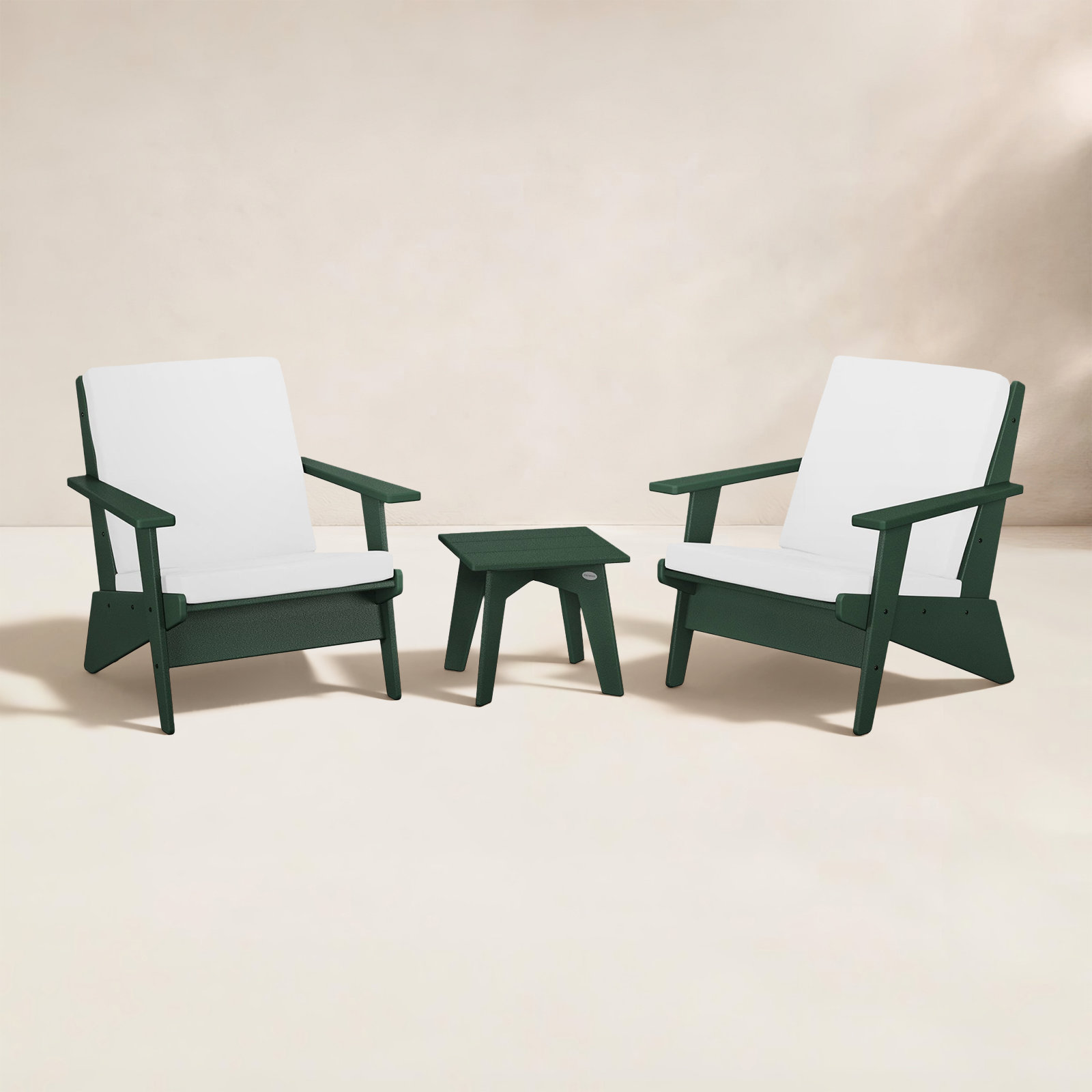 POLYWOOD® Riviera 2-Person Patio Seating Group, Natural, Green