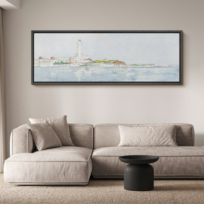 «Harbor Light A Watercolor Seascape», reproduction d'art sur toile