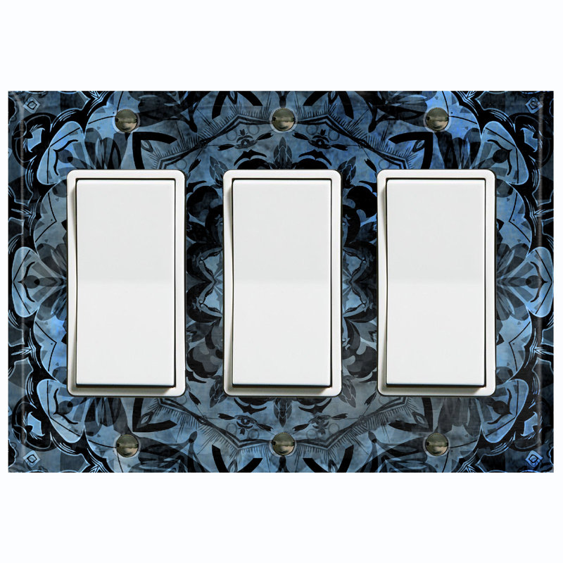 Plaque murale standard à 3 interrupteurs à bascule Blue Mandala
