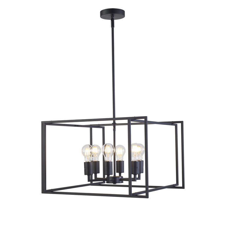 Lustre rectangulaire unique à 6 lumières Legge, Noir