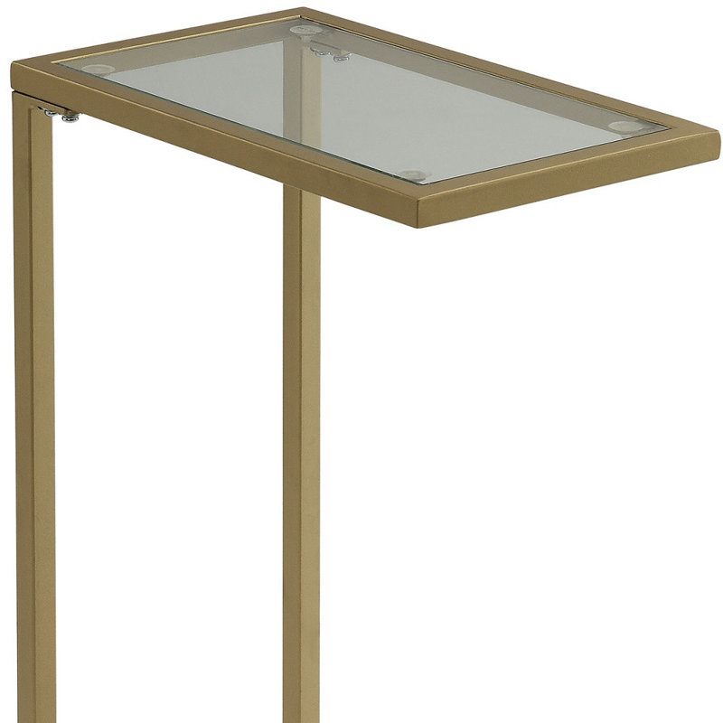 Table de bout en verre transparent et chrome 26 po, Or