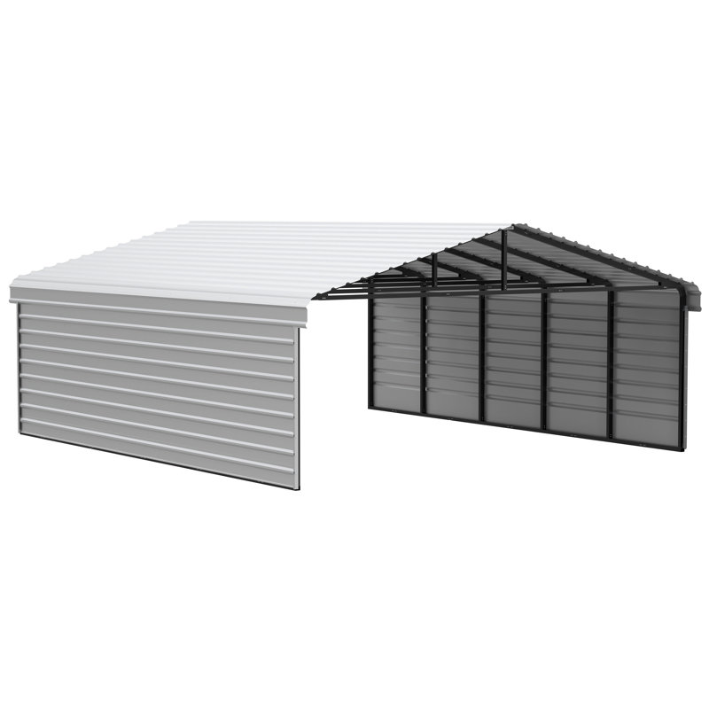 Steel Carport With 2 Side Wall Kits, 20X24X7, White