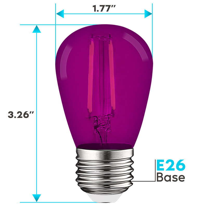 0.5 Watt S14 LED Colored String Light Bulb, E26/Medium (Standard) Base