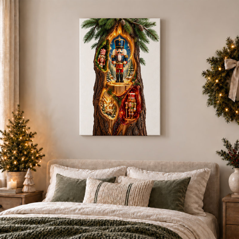Art mural sur toile bleu et rouge, H 24 po x l 16 po