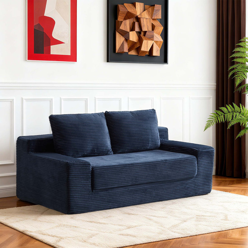 Canapé-lit 71,7 po Modern, Bleu très foncé