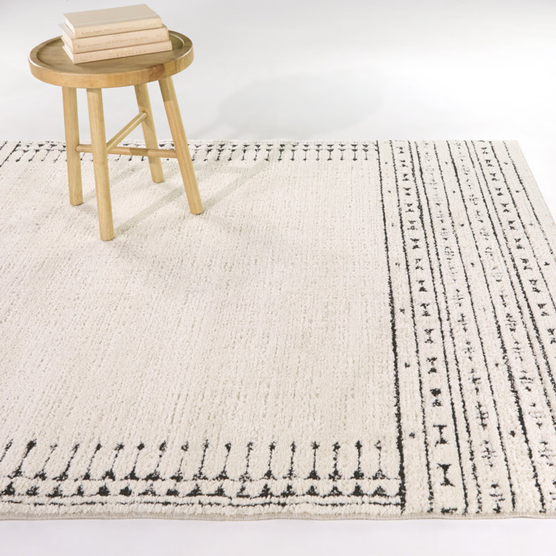 Booker Beige/Black Boho Moroccan Area Rug, 7'10" x 10'