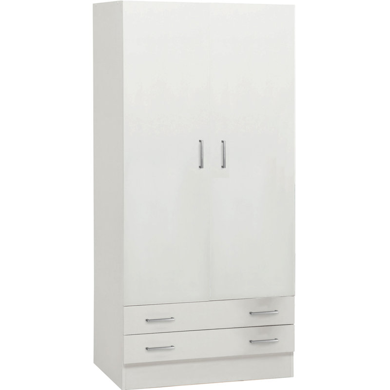 Facile 2 Door Manufactured Wood Wardrobe, White