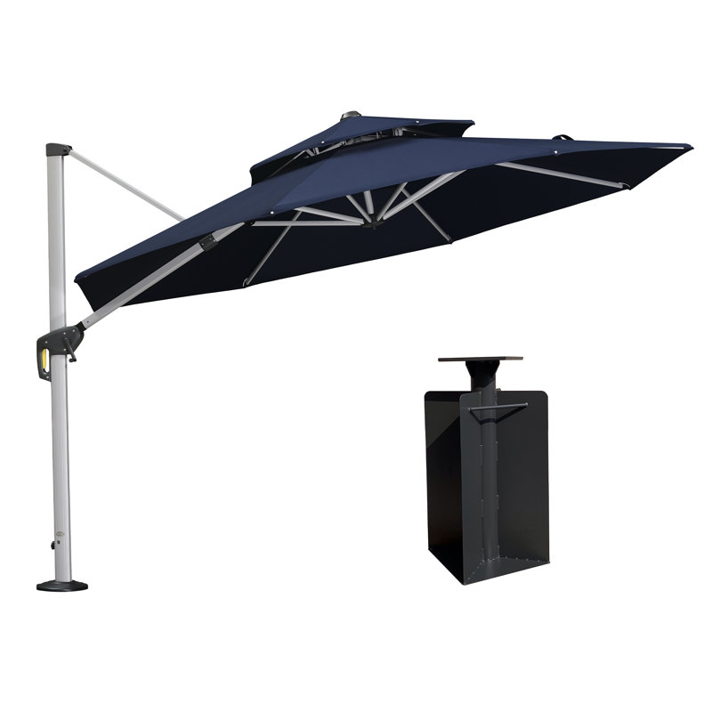 Parasol en porte-à-faux avec manivelle 132 po Winon, Bleu marine
