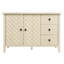 Buffet moderne à 3 tiroirs et 2 portes avec finition grain de bois, texture en forme de losange et poignées confortables Armoire de rangement élégante Poignées noires, charnières en métal, espace réglable