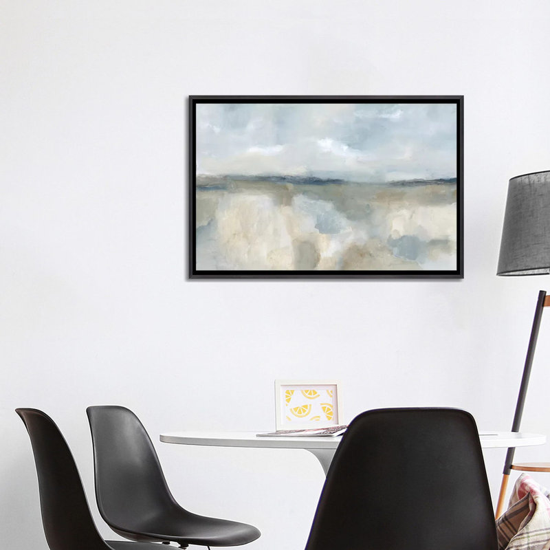 Neutral Coast by Blakely Bering Abstract Graphic Art, Picture Framed Canvas, 26" H x 40" W, Distressed Black