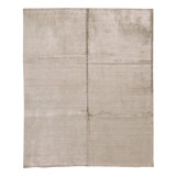 Hand Knotted Silk Area Rug in Light Gray