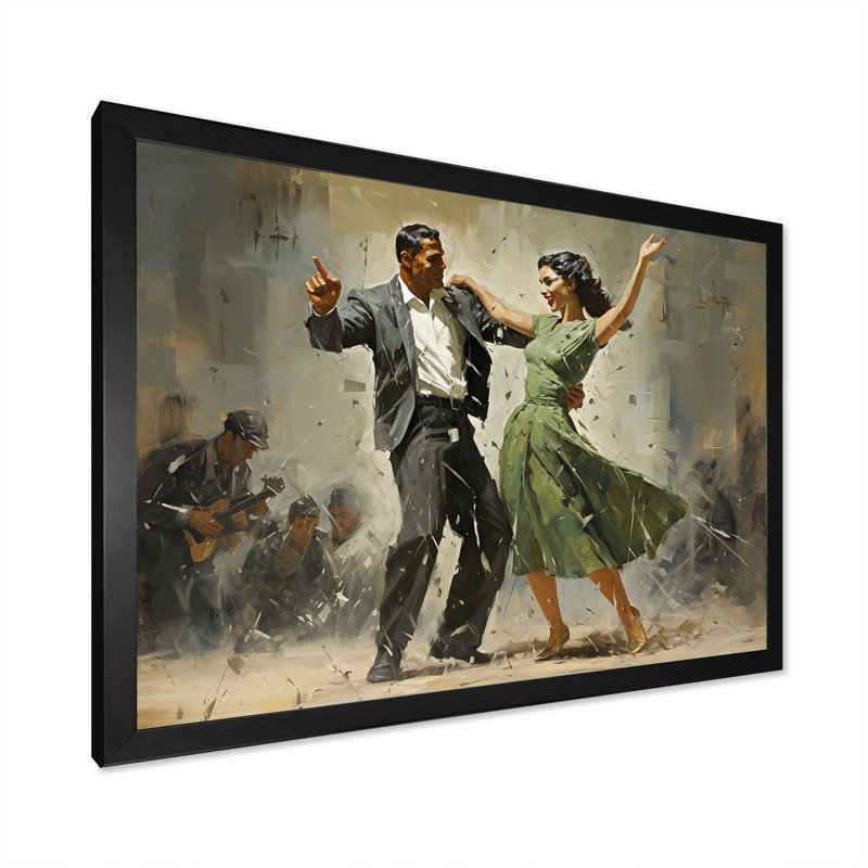 Danse dansante des années 60 IV, L 32 po x H 16 po x P 1 po, Cadre simple noir