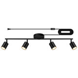 Plug In Track Lighting LED, Black 4-Light Kitchen Light Kit, Plug In Wall Light With 14.8Ft Power Cord, Rotatable Ceiling Spotlight(GU10 Socket, NO Bulb)