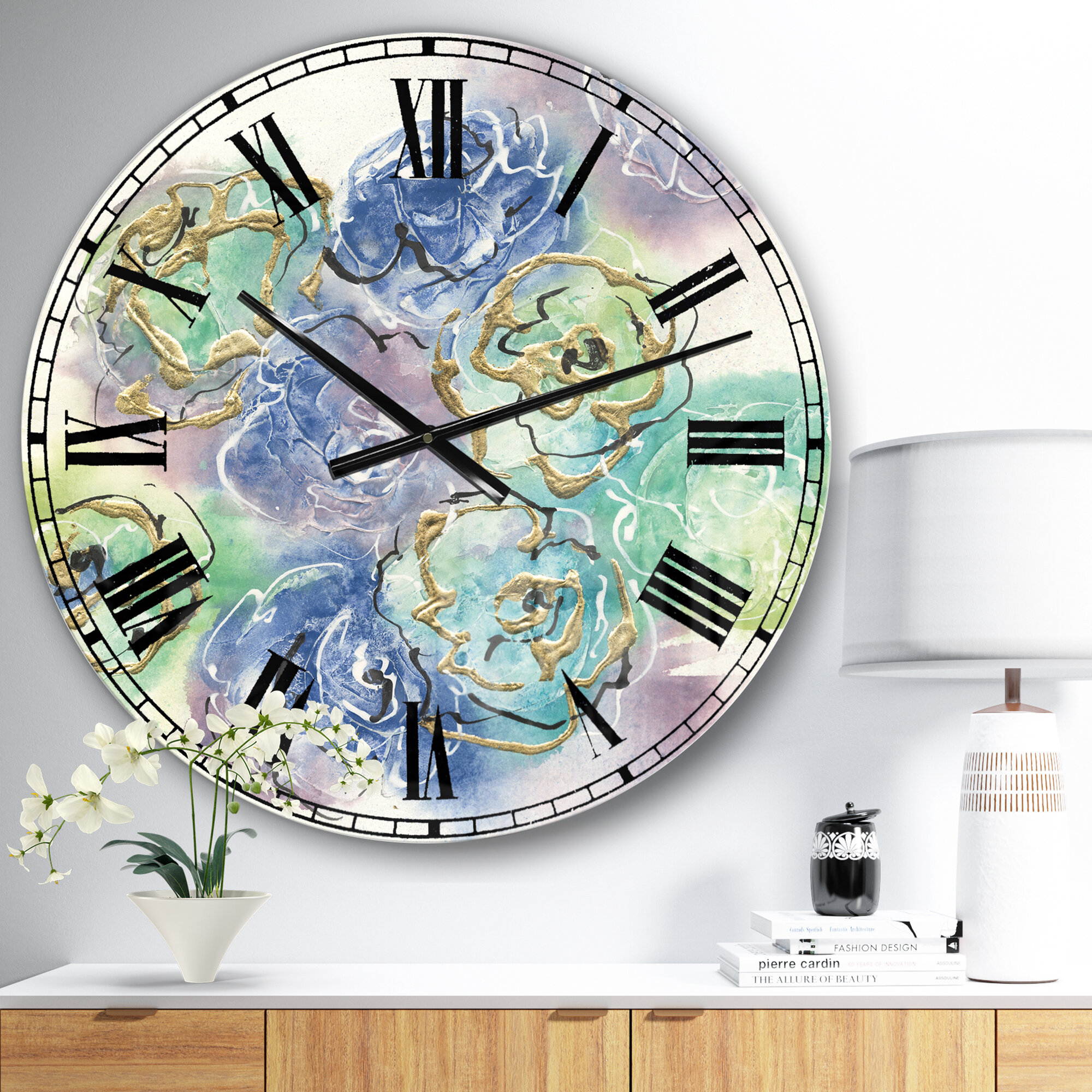 The Twillery Co.® Pastel Foral Composition Ii - Cabin Wall Clock 