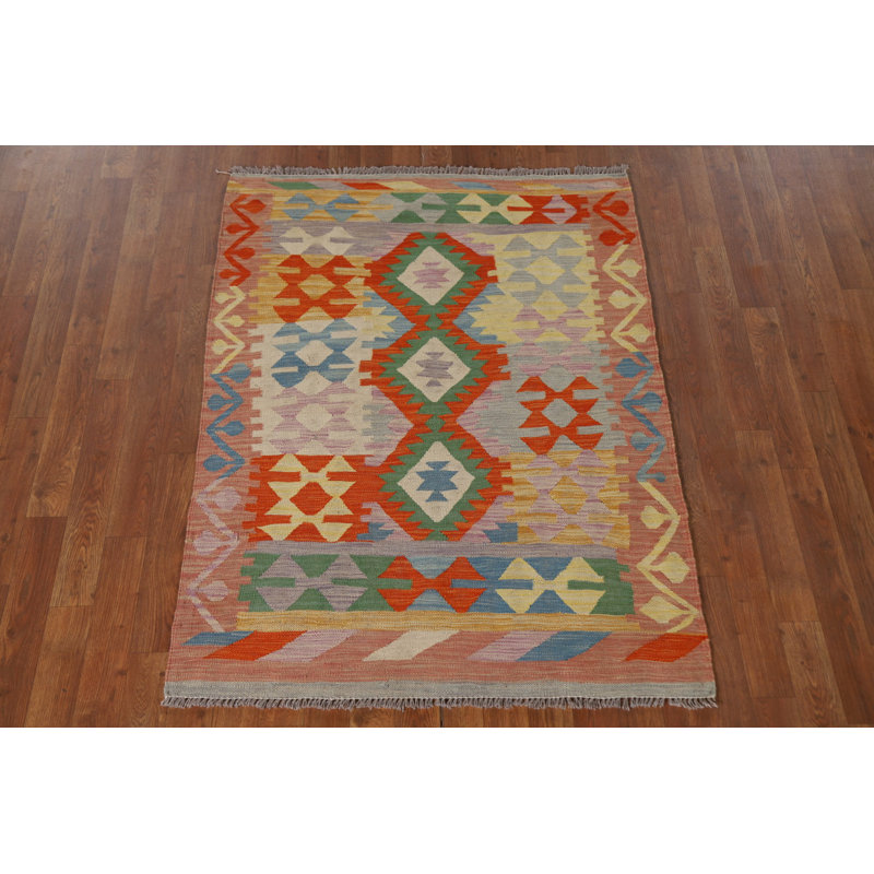 Tapis géométrique en laine Kilim