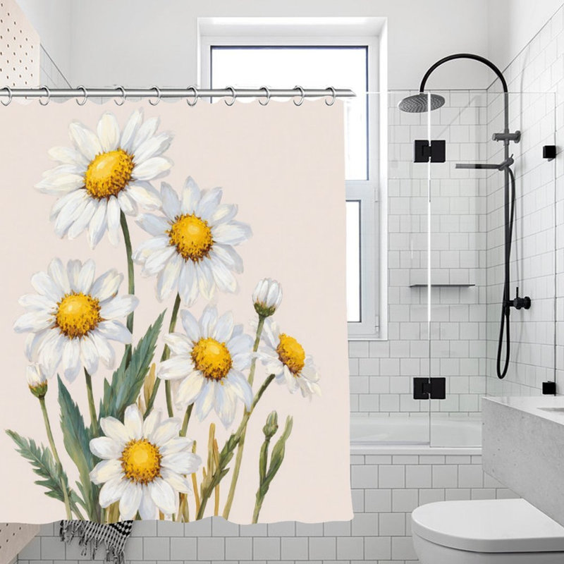 Rideaux de douche marguerites blanches, 71 x 71