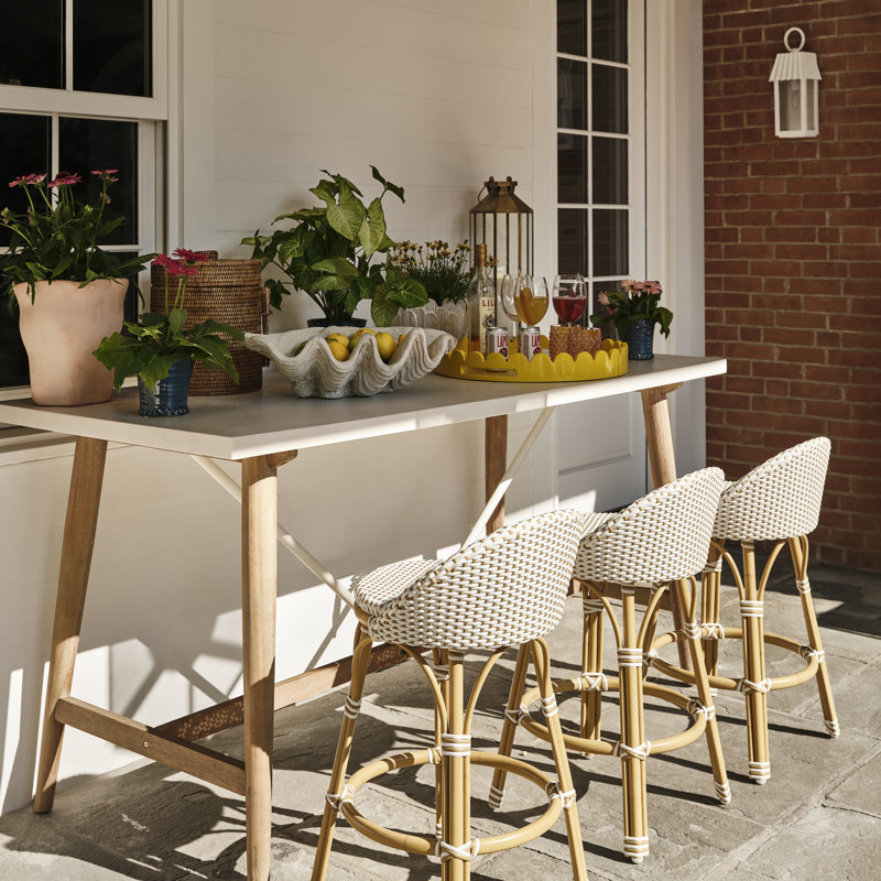 Effa Hand-Crafted Round Scalloped Wood Tray, Yellow