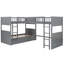 Lit superposé simple avec lit mezzanine, deux tiroirs, gris-18709328