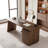 Modern Wood Veneer Office Desk With 3-Drawer Cabinet – Rectangular Writing Table