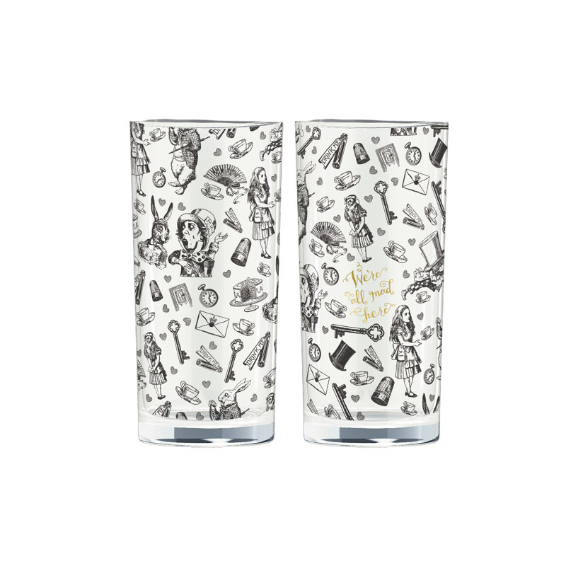Alice In Wonderland 330ml Highball Glass Set