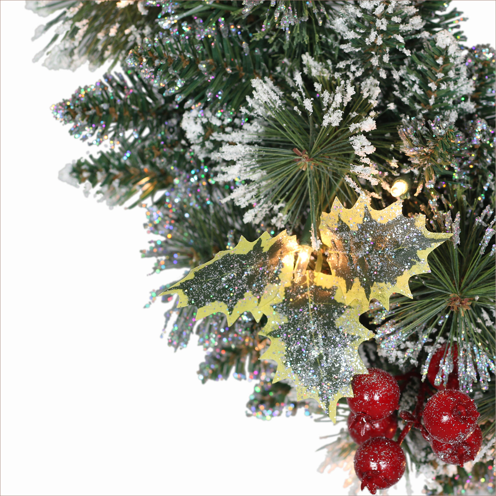 24'' Faux Pine Lighted Wreath