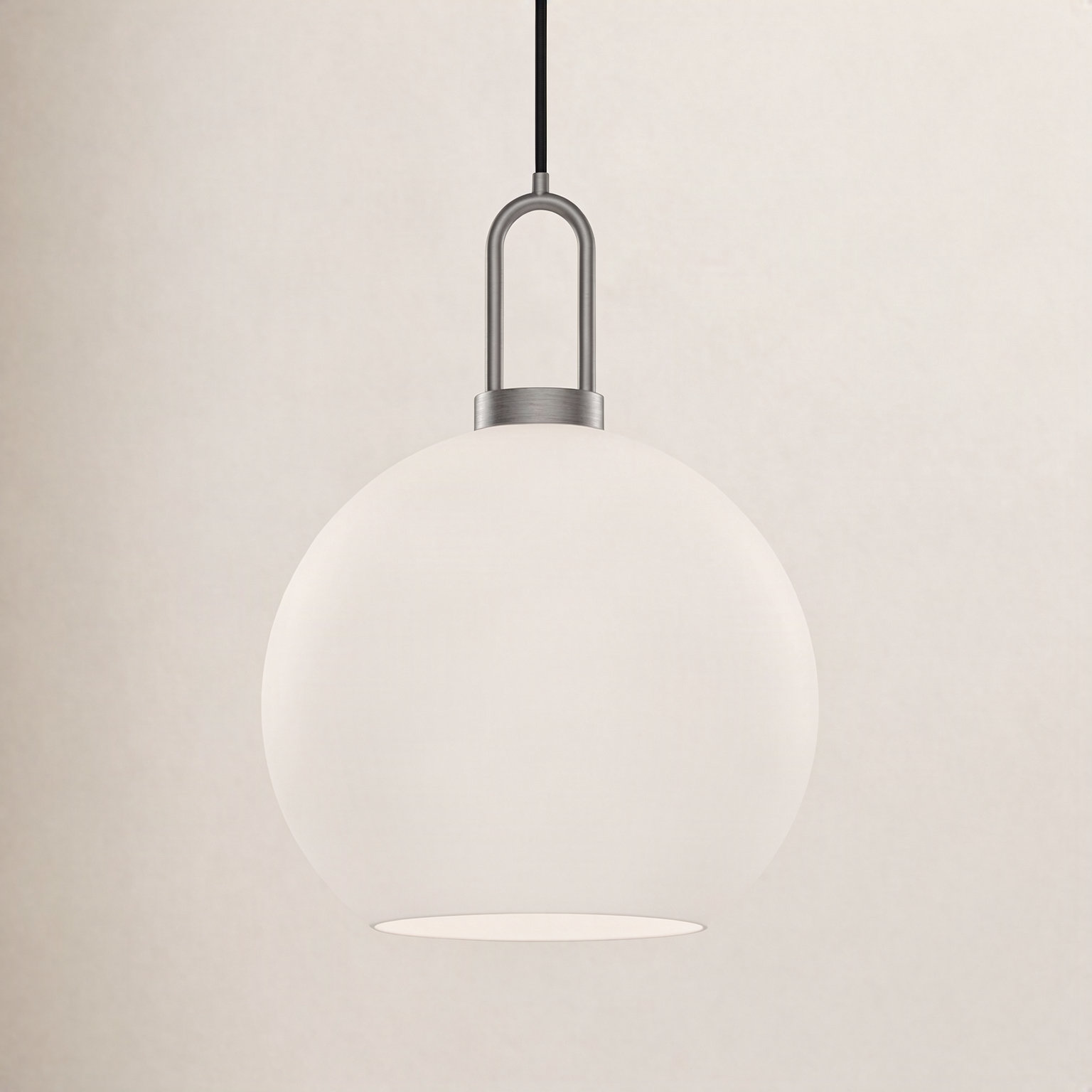 Shiloh Single Light Glass Pendant, Brushed Nickel, Opal, 14.375"H x 9.875"W x 9.88" D