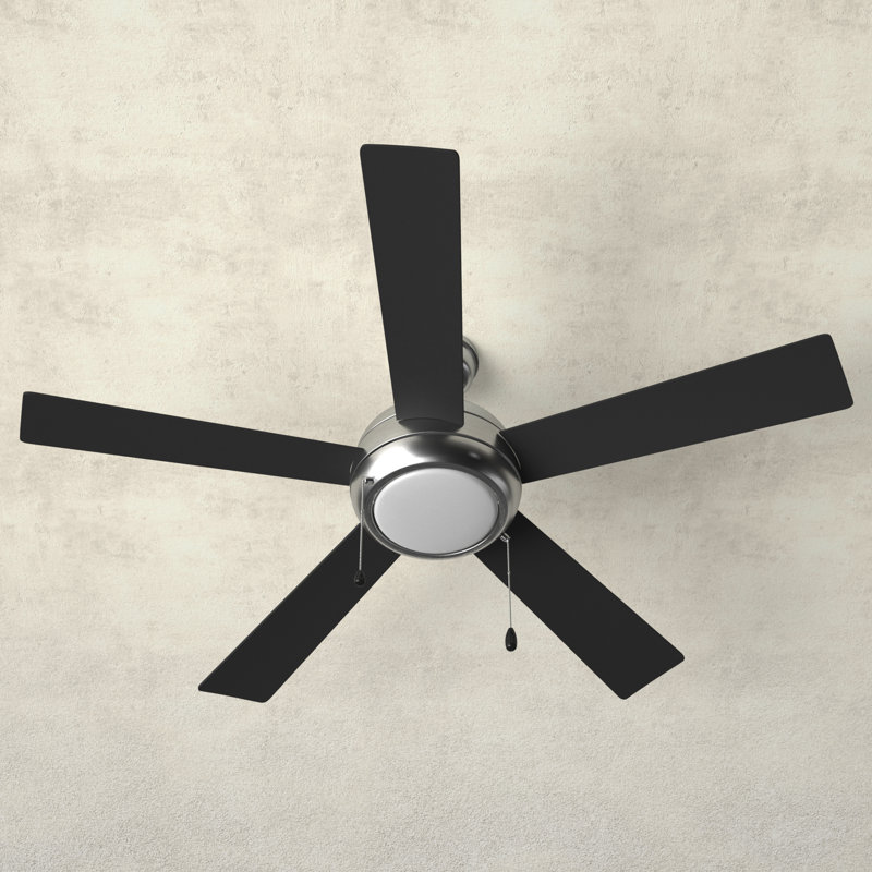 Marcin 52'' Ceiling Fan with LED Lights, Brushed Nickel Bronze with Black Blade